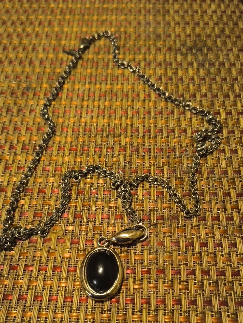Soho Black and Gold Oval Pendant Necklace